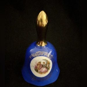 Enesco Bell Victorian Couple Blue Porcelain Vintage Japan